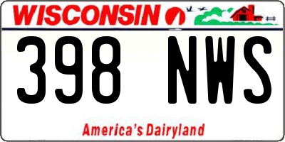 WI license plate 398NWS