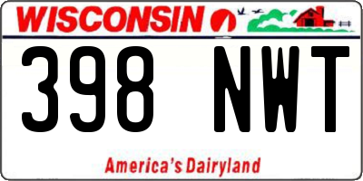 WI license plate 398NWT