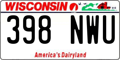WI license plate 398NWU