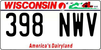 WI license plate 398NWV