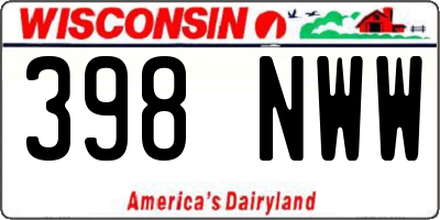 WI license plate 398NWW