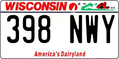 WI license plate 398NWY