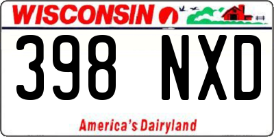 WI license plate 398NXD