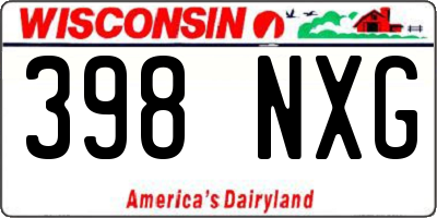 WI license plate 398NXG