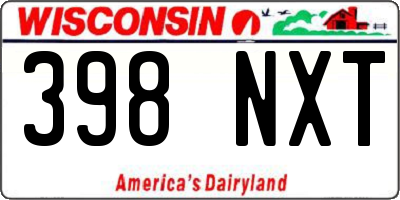 WI license plate 398NXT