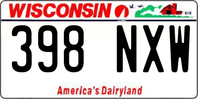 WI license plate 398NXW