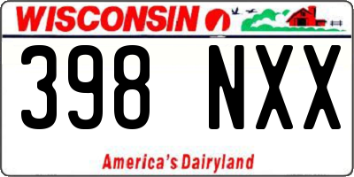 WI license plate 398NXX
