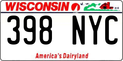 WI license plate 398NYC