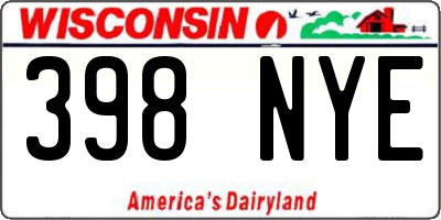 WI license plate 398NYE