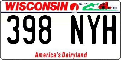 WI license plate 398NYH