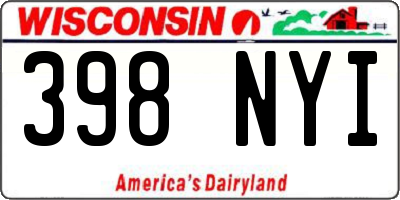 WI license plate 398NYI