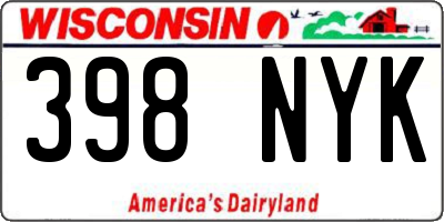 WI license plate 398NYK