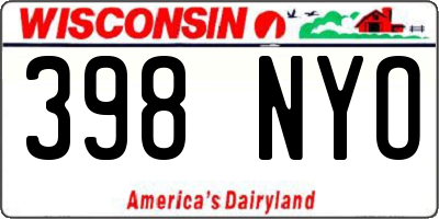 WI license plate 398NYO