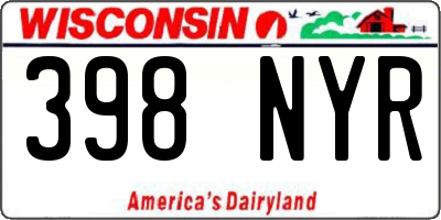 WI license plate 398NYR