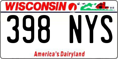 WI license plate 398NYS