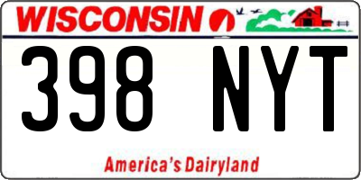 WI license plate 398NYT