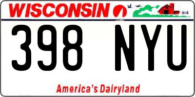 WI license plate 398NYU