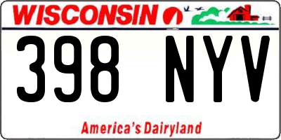 WI license plate 398NYV