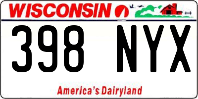 WI license plate 398NYX