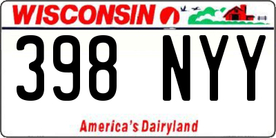 WI license plate 398NYY
