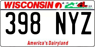 WI license plate 398NYZ