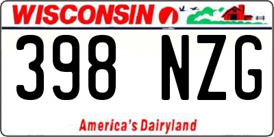 WI license plate 398NZG