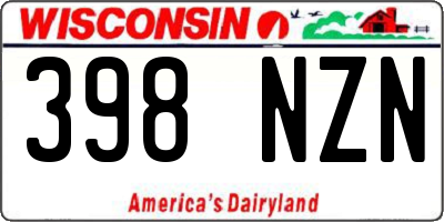 WI license plate 398NZN