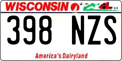 WI license plate 398NZS