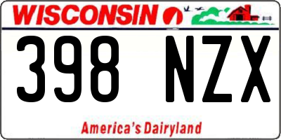 WI license plate 398NZX