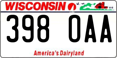 WI license plate 398OAA