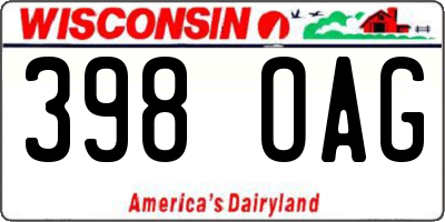 WI license plate 398OAG