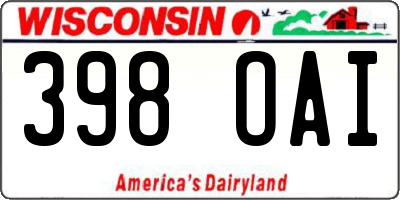WI license plate 398OAI
