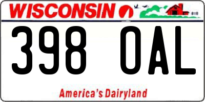 WI license plate 398OAL