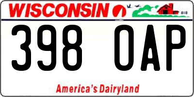 WI license plate 398OAP