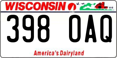 WI license plate 398OAQ