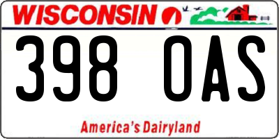 WI license plate 398OAS