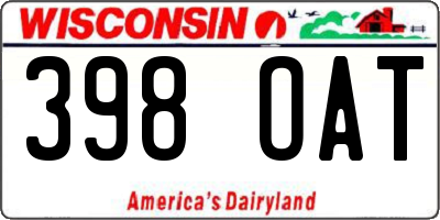 WI license plate 398OAT