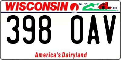 WI license plate 398OAV