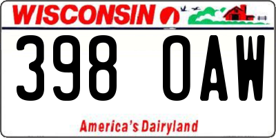 WI license plate 398OAW