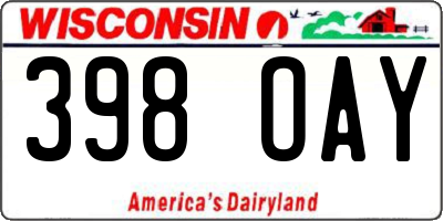 WI license plate 398OAY