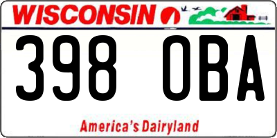 WI license plate 398OBA