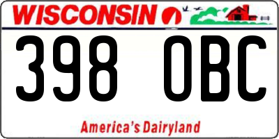 WI license plate 398OBC