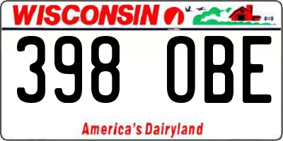 WI license plate 398OBE