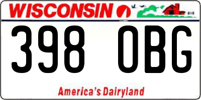 WI license plate 398OBG