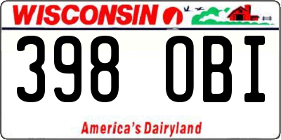 WI license plate 398OBI