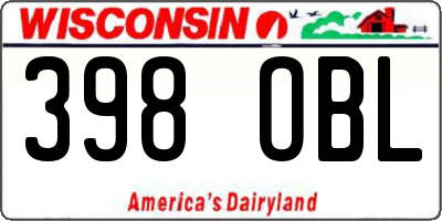 WI license plate 398OBL