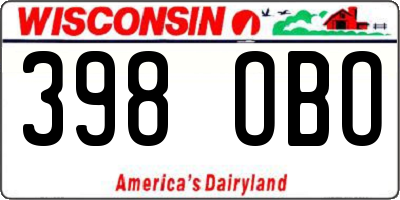 WI license plate 398OBO