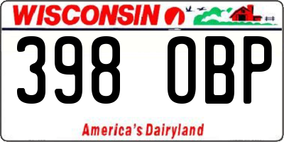 WI license plate 398OBP