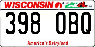 WI license plate 398OBQ
