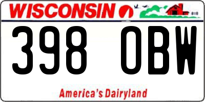 WI license plate 398OBW